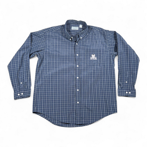 Vintage Butler University Shirt Adult EXTRA LARGE Blue Plaid Bulldog Sports 90s - Picture 1 of 9